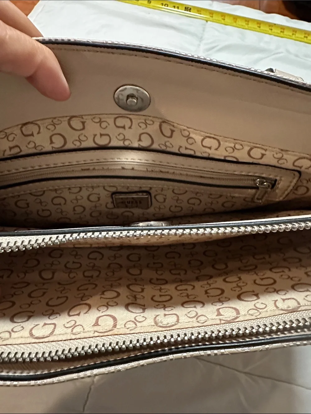 Guess Metallic Champagne Logo Tote Bag #247 - Picture 5 of 5